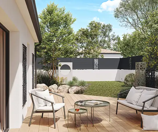 cloture pleine aluminium briz anae galet facade spot mobilier