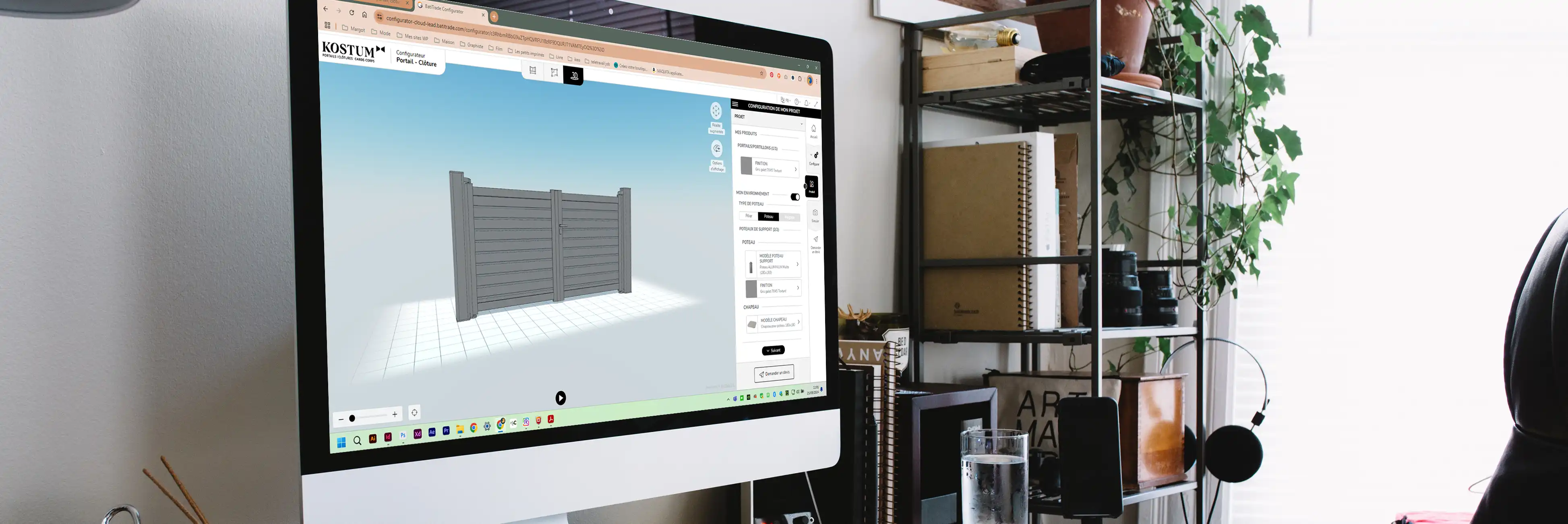 écran d'ordinateur configurateur kostum bureau étagère