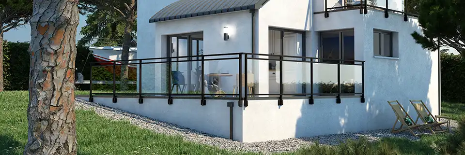 garde-corps aluminium barreaudé pose nez de dalle en aluminium mel Kostum