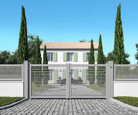 portail battant ajoure aluminium kloarec cloture numero laser