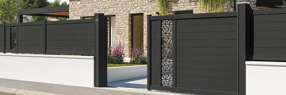 portail coulissant décor aluminium Samzun Kostum