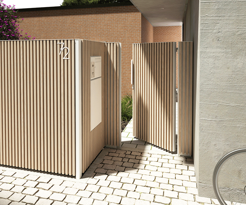 portillon plein en aluminium ton bois Abel Kostum