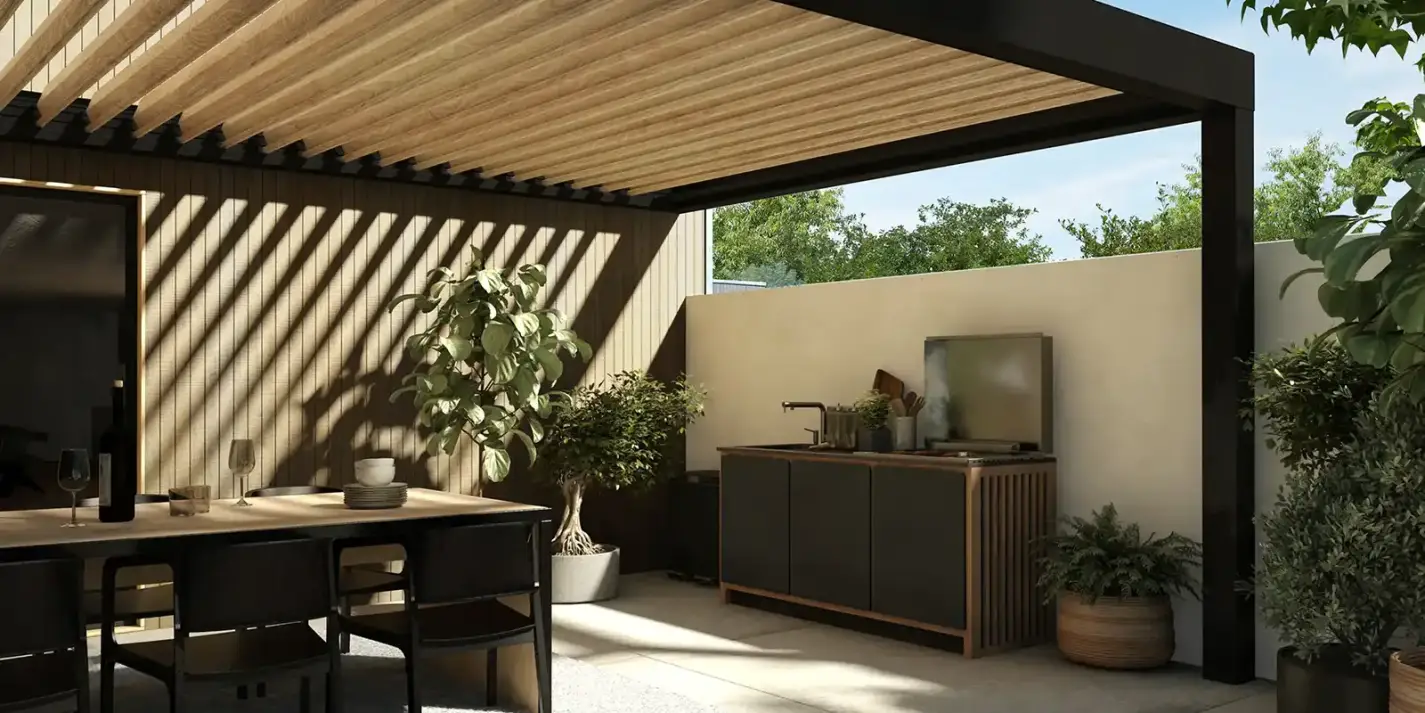 black Kostum Kanel kitchen with sink and plancha