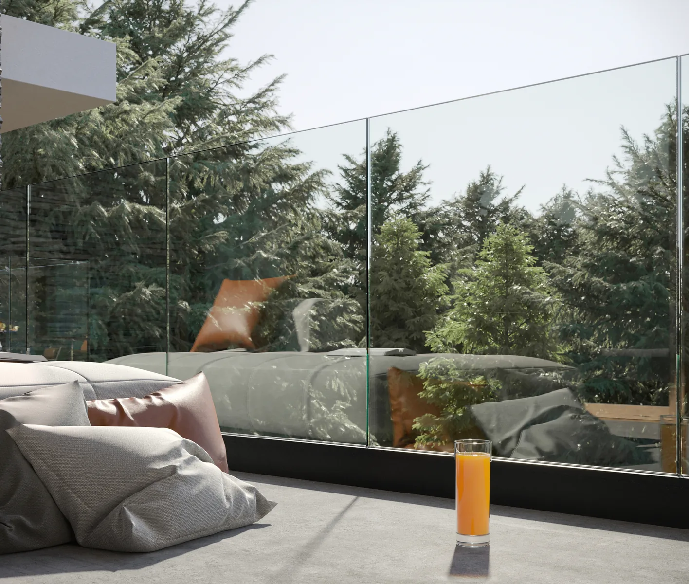 Aziliz Kostum glazed aluminium railing installed on a terrace