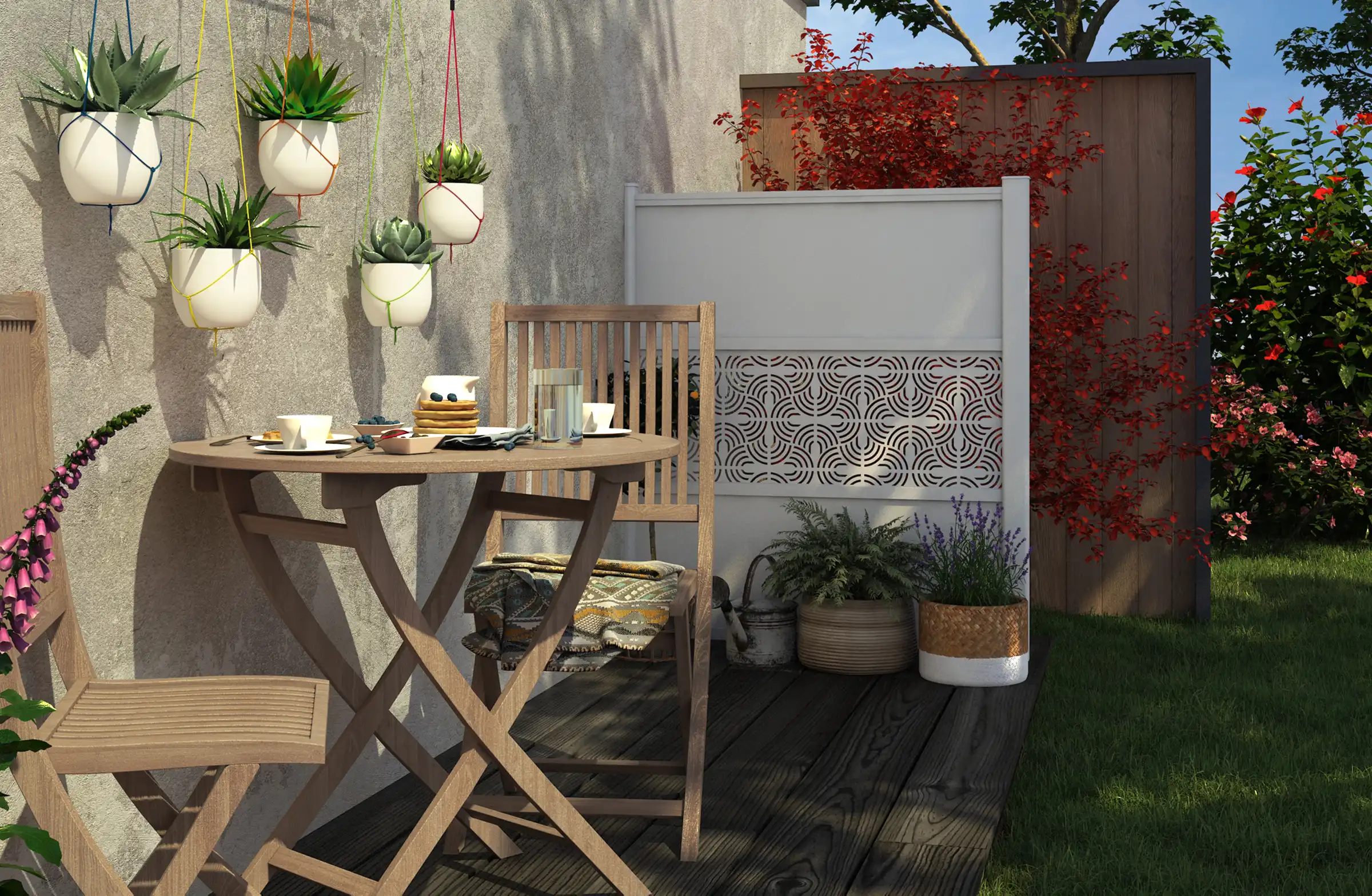 Modern grey aluminium privacy screen outdoor installation