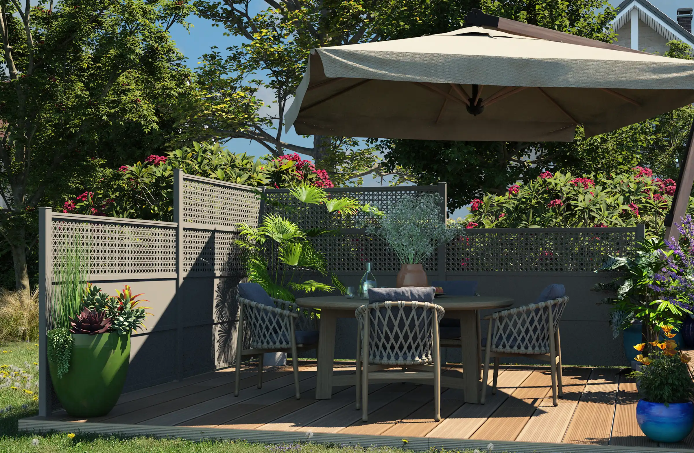 Anthracite grey aluminium privacy screen modern design