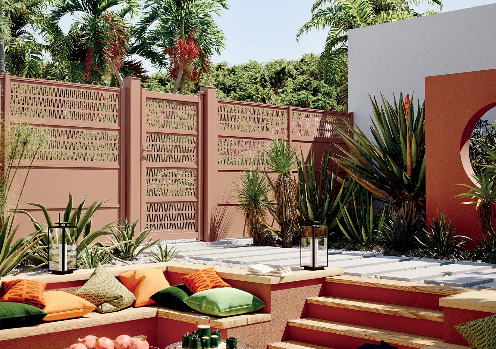 Aluminium gate matching the privacy screen