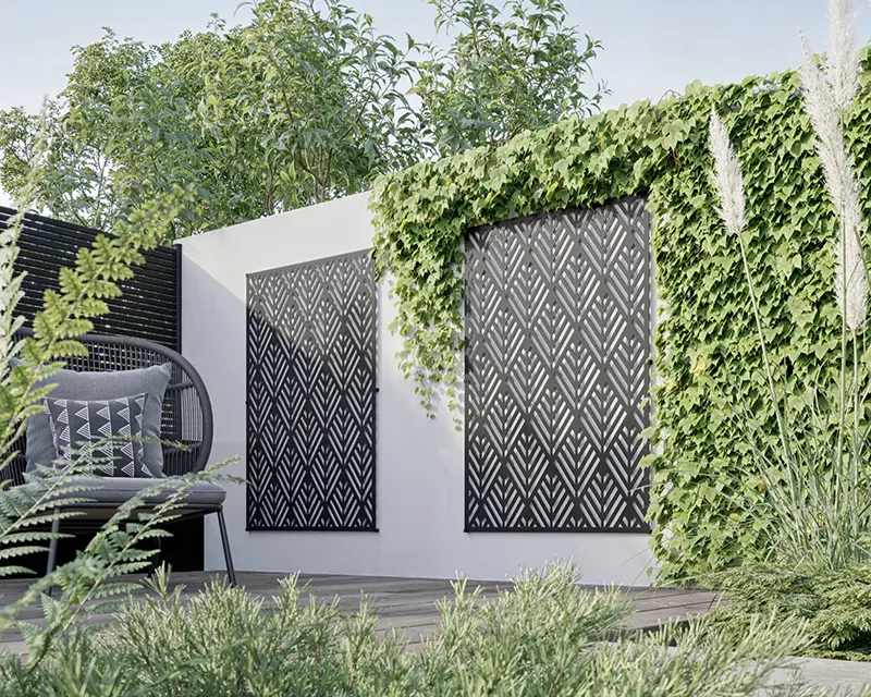 Aluminum facade cladding with decorative pattern