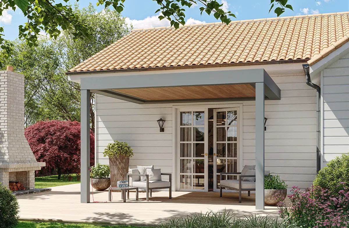 Lily aluminum attached slat pergola