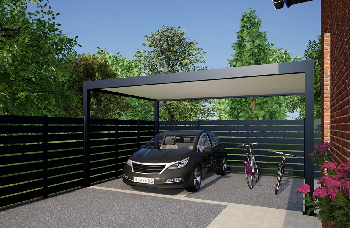 Attached aluminum carport Ivor white